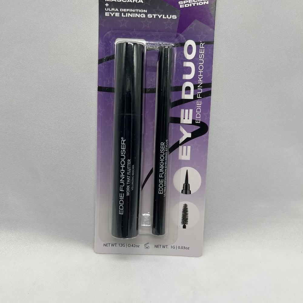 Eddie Funkhouser-Eye Duo-Mascara, Ultra Definition Eye Liner-Black-2 Pack-New